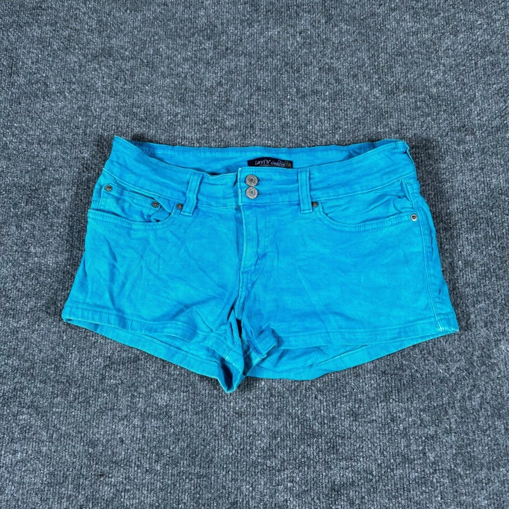 Levi's Shorts Womens Size 11 Turquoise Blue Denim Low Rise Stretch Casual Cutoff